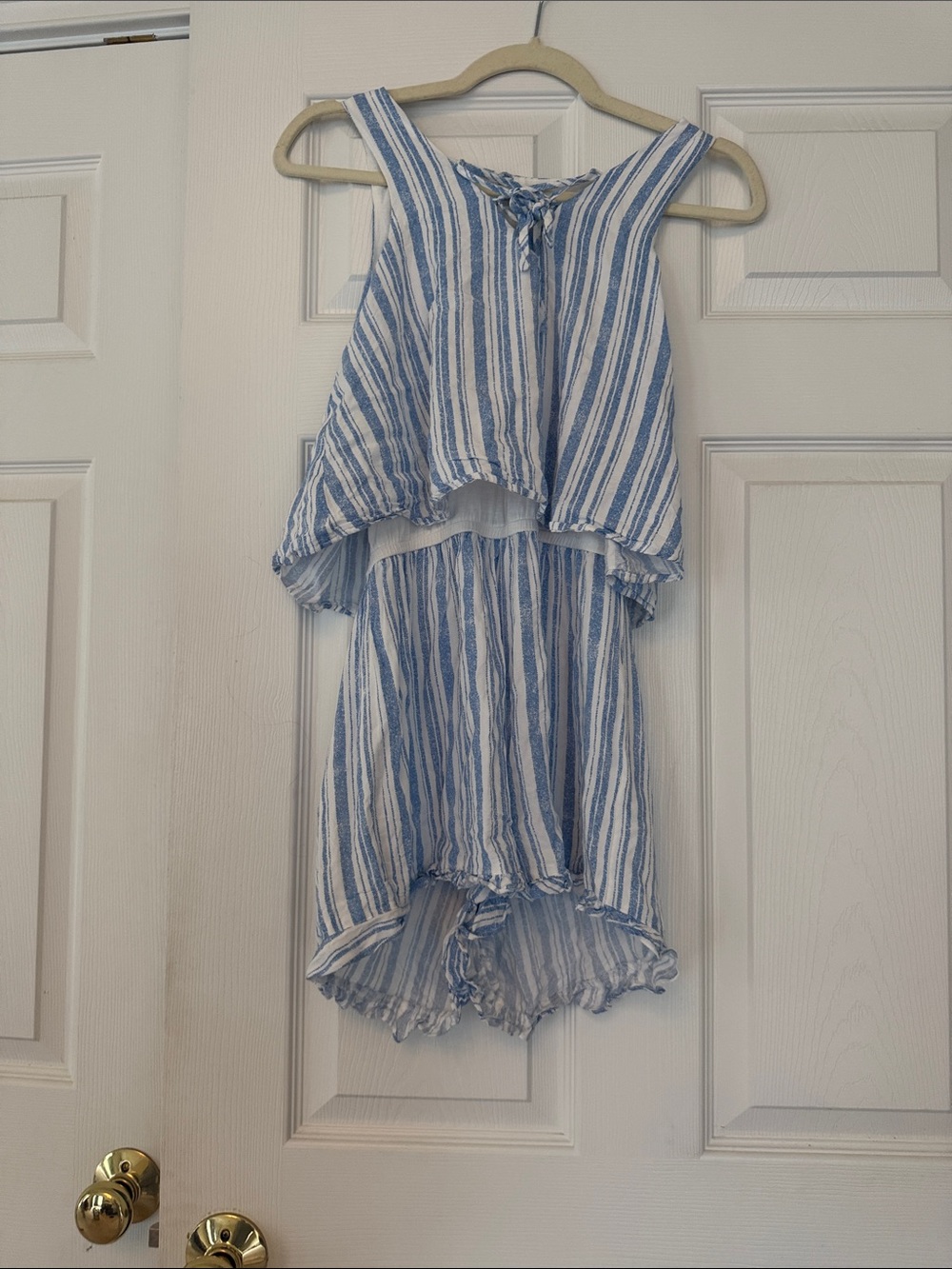 Altar'd State Blue & White Striped Girls' Romper with Tie Back